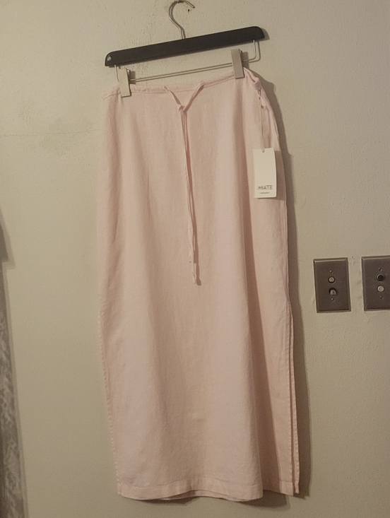 MATE the Label Dresses & Skirts - Mate the Label Organic Linen Cinch Midi Skirt - Pale pink (Opal)